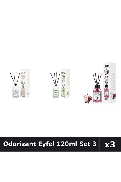 Eyfel Set 3 Odorizant Camera Betisoare 120ml - Bumbac, Iasomie, Bouquet