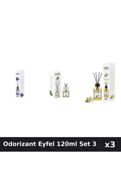 Eyfel Set 3 Odorizant Camera Betisoare 120ml - Zambile, Lacramioare, Mana Maicii