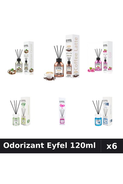 Eyfel Set 6 Odorizante Camera Betisoare - 6 Arome Asortate, 120ml Parfum