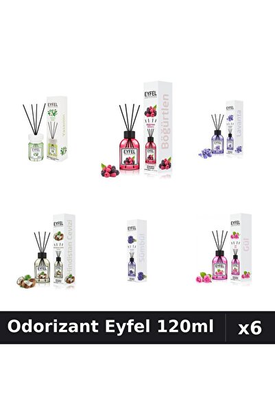 Eyfel Set 6 Odorizante Camera Betisoare - 6 Arome Asortate, 120ml Parfum Intens