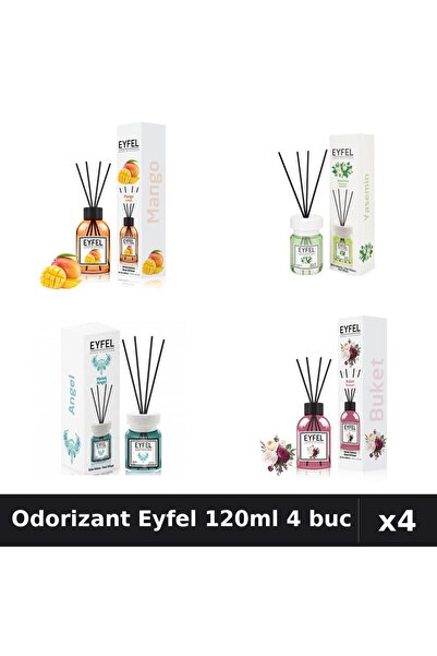 Eyfel Set 4 Odorizant Camera Betisoare 120ml - Mango, Iasomie, Angel, Bouquet