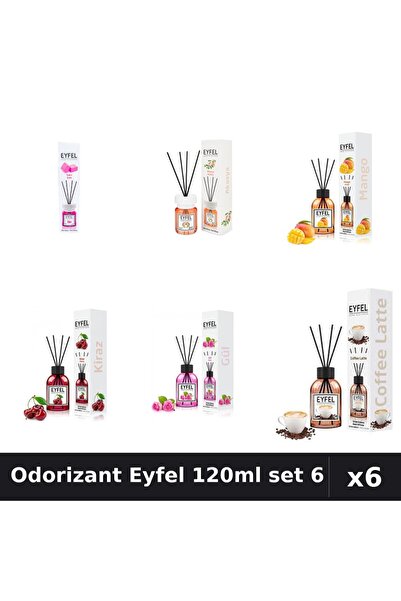 Eyfel Set 6 Odorizante Camera Betisoare - 6 Arome Asortate, 120ml Parfum