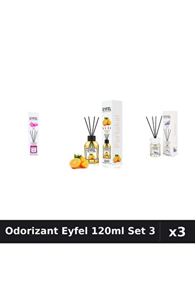 Eyfel Set 3 Odorizante Camera Betisoare 120ml - Bubble Gum, Portocala, Orhidee