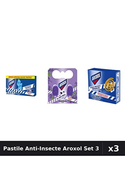 Aroxol Set 3 Pastile Anti-Insecte - 2, 10, 60 Bucati - Protectie Gandaci si T...