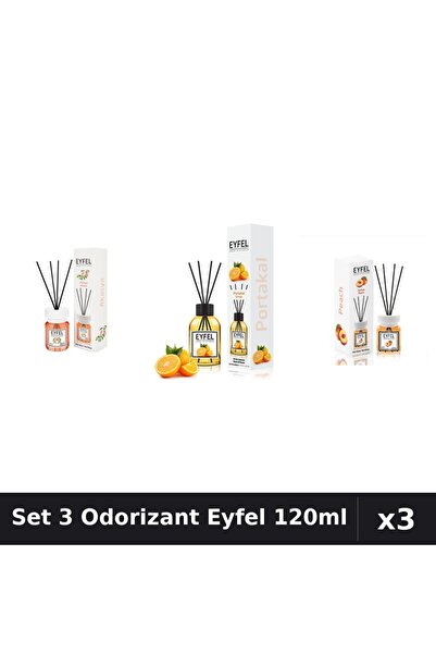 Eyfel Set 3 Odorizante Camera Betisoare, Acacia, Piersica, Portocala, 120 ml