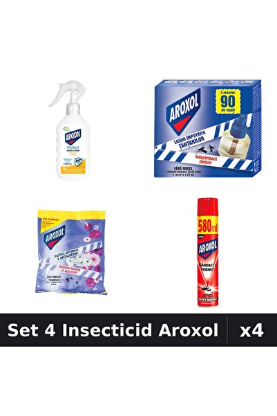 Aroxol Set 4 Produse Anti-Insecte - Aparat Electric & Rezerve Aroxol, Loțiune...