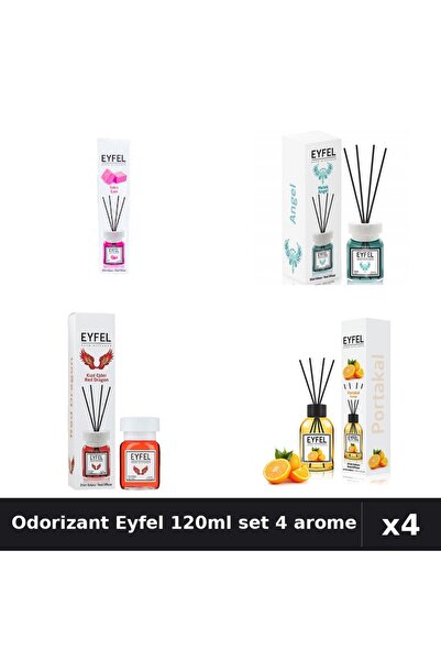 Eyfel Set 4 Odorizant Cameră Bețișoare 120ml - Angel, Bubble Gum, Portocală, ...
