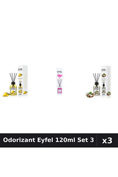 Eyfel Set 3 Odorizant Camera Betisoare 120ml - Ananas, Bubble Gum, Nuca Cocos