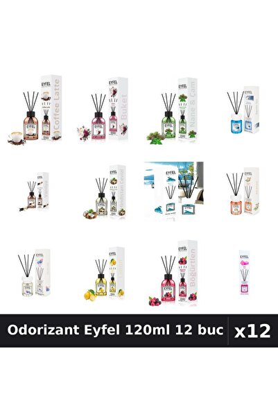 Eyfel Set 12 Odorizante Camera Betisoare 120ml - 12 Arome Asortate, Parfum In...
