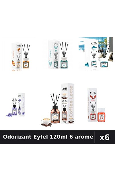 Eyfel Set 6 Odorizante Camera Betisoare 120ml - Angel, Cafea, Lavanda, Ocean,...