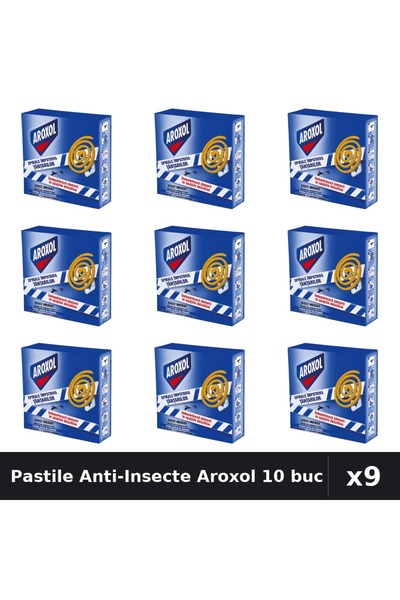 Aroxol Set 9 Pastile Anti-Insecte 10 buc - Protectie Gandaci, Tantari, Muste