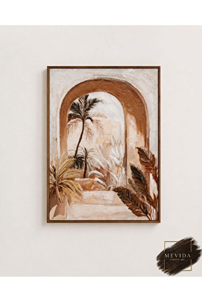 Store Doğaya Açılan Kapı | Modern Dekoratif Palmiye Tablosu 80x120 cm