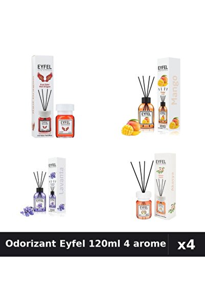 Eyfel Set 4 Odorizant Camera Betisoare 120ml - Red Dragon, Mango, Lavanda, Ac...