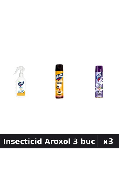 Aroxol Set 3 Spray Insecticid 200ml-400ml - Loțiune Repelent, Protecție Insec...