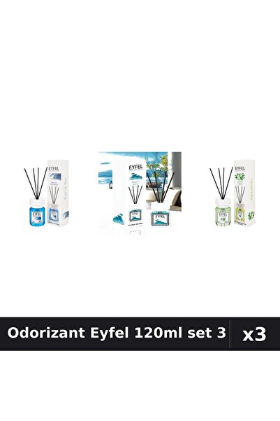 Eyfel Set 3 Odorizant Camera Betisoare 120ml - Cool Water, Ocean, Iasomie