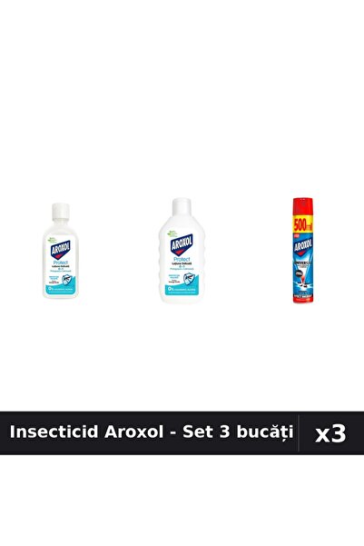 Aroxol Set 3 Insecticid - Loțiune Repelent 85ml, 200ml + Spray 500ml - Protecție