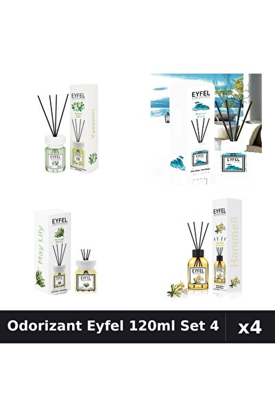 Eyfel Set 4 Odorizant Camera Betisoare 120ml - Iasomie, Ocean, Lacramioare, M...