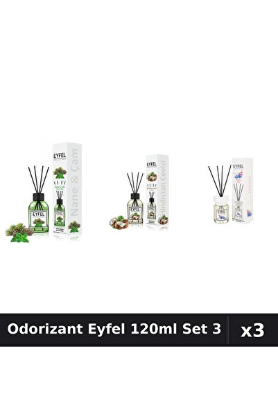 Eyfel Set 3 Odorizant Camera Betisoare 120ml - Pin Menta, Nuca Cocos, Orhidee