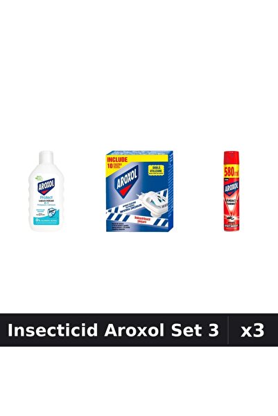 Aroxol Set 3 Insecticid - Loțiune Repelent 200ml, Spray 580ml, Pastile Anti-I...