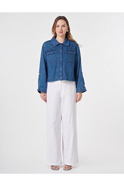 KYR Pocket Detailed Denim Jacket Blue