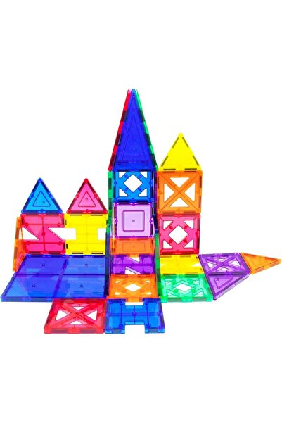PicassoTiles مجموعة بناء مغناطيسية تعليمية PT33، مكعبات شفافة ثلاثية الأبعاد