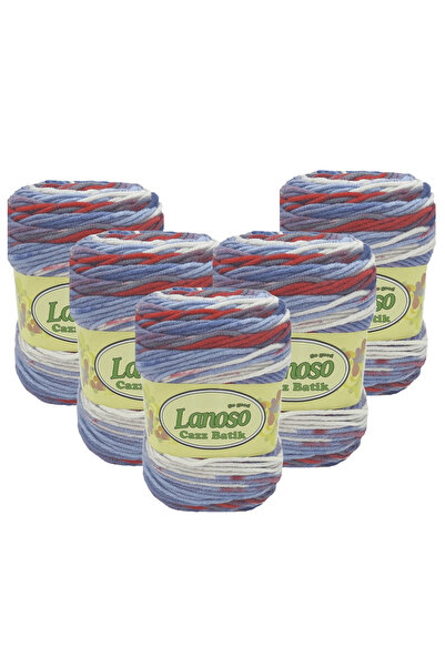 Lanoso 5 Pieces Cazz Batik (718) 100% Acrylic Hand Knitting Yarn Self-Pattern...