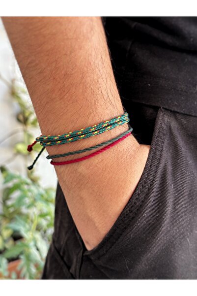 Atölye Merdiven 3lü Unisex İp Bileklik Seti Ayarlanabilir - Suya Dayanıklı - Günlük Kullanım