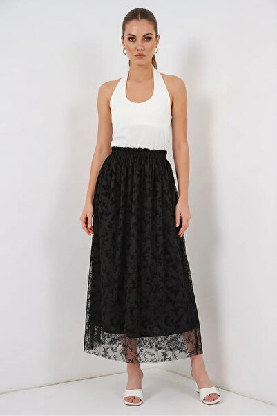 buğrahayalin Women's Strappy, Gathered Waist, Lined, Lace Detailed, Flocked P...