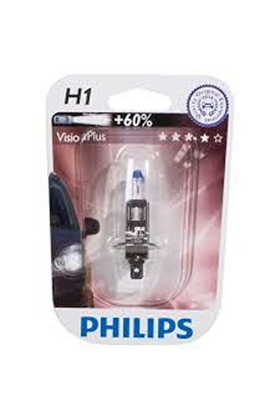Philips Bec halogen H1, 12V, 55W, Vision Plus +60% Lumină, Blister x1 bucată