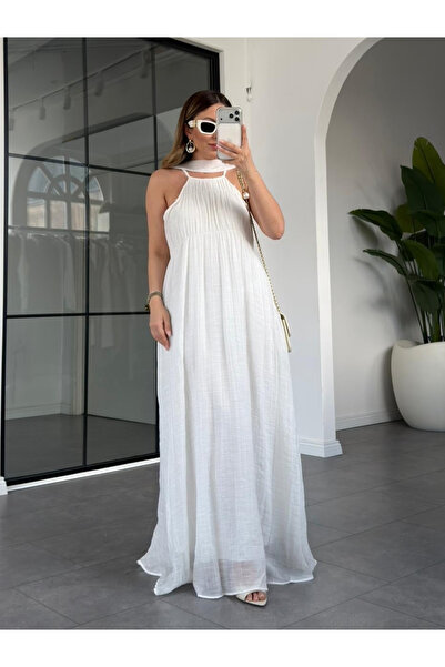 My Blog White Shawl Strap Dress - 3428