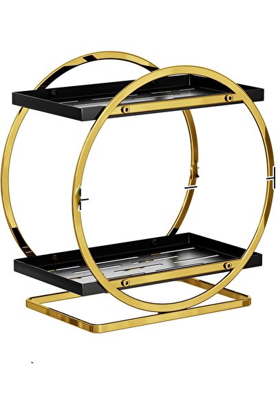 Arabest 2-Tier Makeup Organizer,Black Gold Perfume Stand,Bathroom Countertop ...