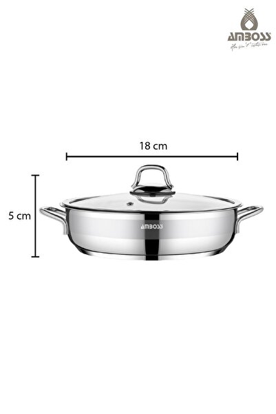 Amboss Nirvana 2 piese din oțel inoxidabil 18 cm vas cu capac de sticlă