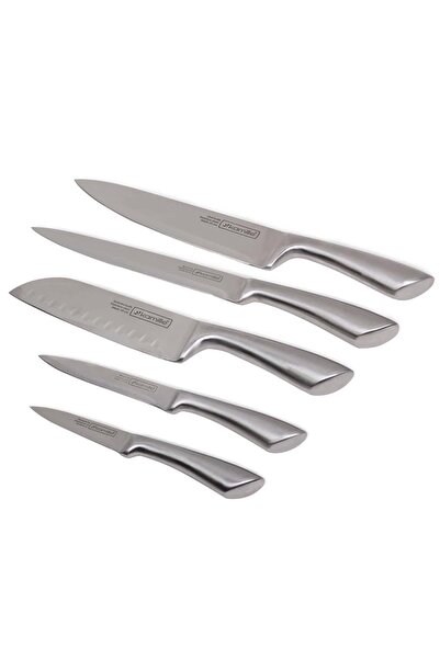 Kamille Set of 5 knives with stand, stainless steel, 8.5-20 cm, silver