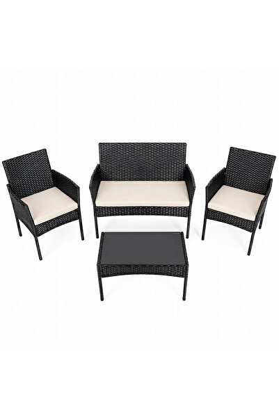 zola Set mobilier gradina 4 piese, canapea, 2 fotoliimasa, technoratan, otel,...