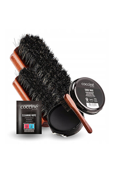 Coccine Set de ingrijire incaltaminte Coccine, ceara neagra 40 ml, perii lust...