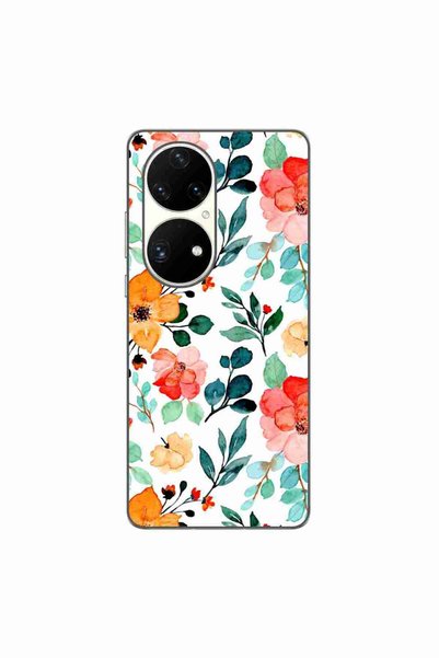 OEM Case compatible with Huawei P50 Pro Silicone Gel Tpu Pattern Painted Flowers