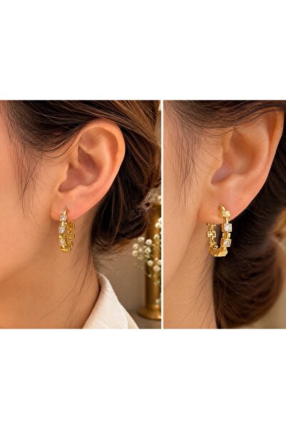 Yeblin Geometric Stone Hoop Earrings