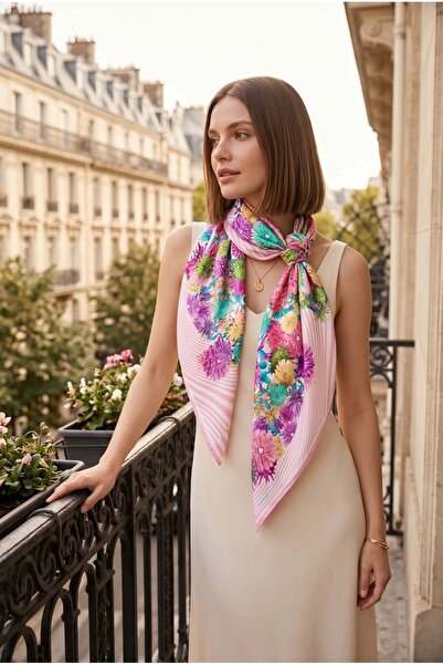 Vissona %100 İpek Kadın Desenli Bandana 80x80