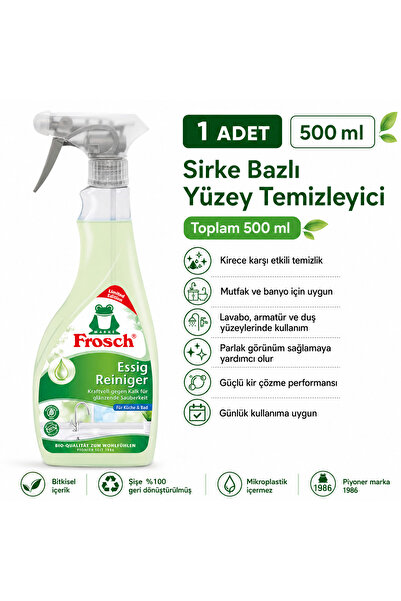 Frosch Essig Reiniger Sirke Bazlı Kireç Çözücü Yüzey Temizleyici 500 ml