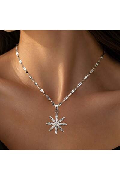 Bk Gift Women's Necklace with Polar Star Figure and Stones - Non-Tarnishing S...
