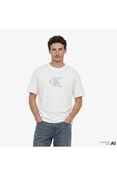 Calvin Klein 16S Elevated Monologo Men's White T-Shirt