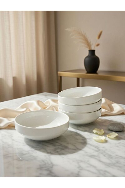evinbizden Modern Porcelain 6-Person 13 cm Soup Bowl Off-White 6 Pieces Soup ...