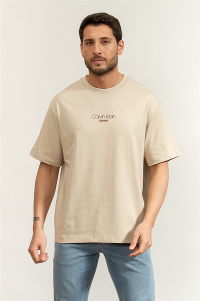 Calvin Klein KREM LOGOLU ERKEK T-SHIRT