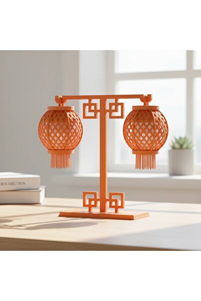 OEM Felinar Decorativ cu Design Oriental pentru Interior - Orange compozit fi...