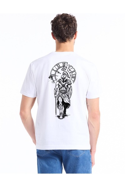 Krays Warrior Knight Printed Premium Cotton Unisex T-Shirt with Roman Numeral...