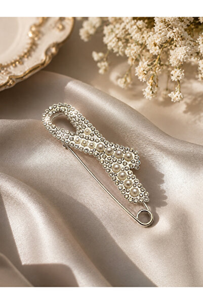 Neel butik ✨ İnci ve Kristal Taş İşlemeli Çengelli İğne Broş ✨