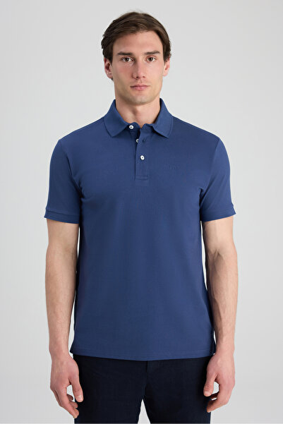 Twn Slim Fit Indigo Pique Textured T-Shirt