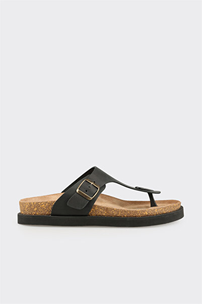 Elle Shoes Siyah Deri Erkek Terlik