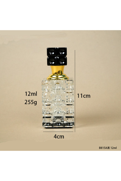 NUJET 1pcs Crystal Perfume Essential Oil Bottle 12ml B815A-BLACK