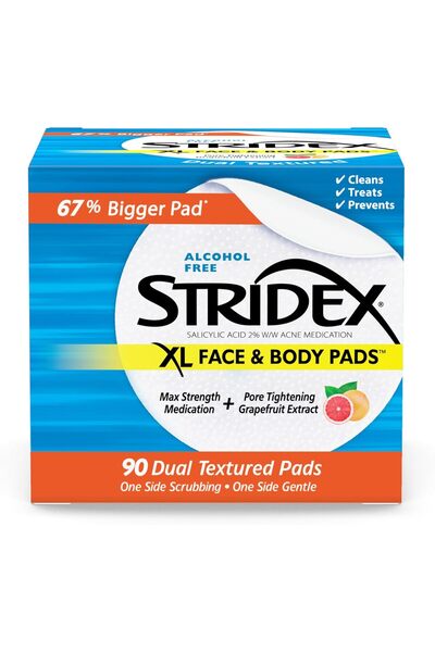 Stridex وسائد قطنية كبيرة للجسم والوجه، 90 قطعة من